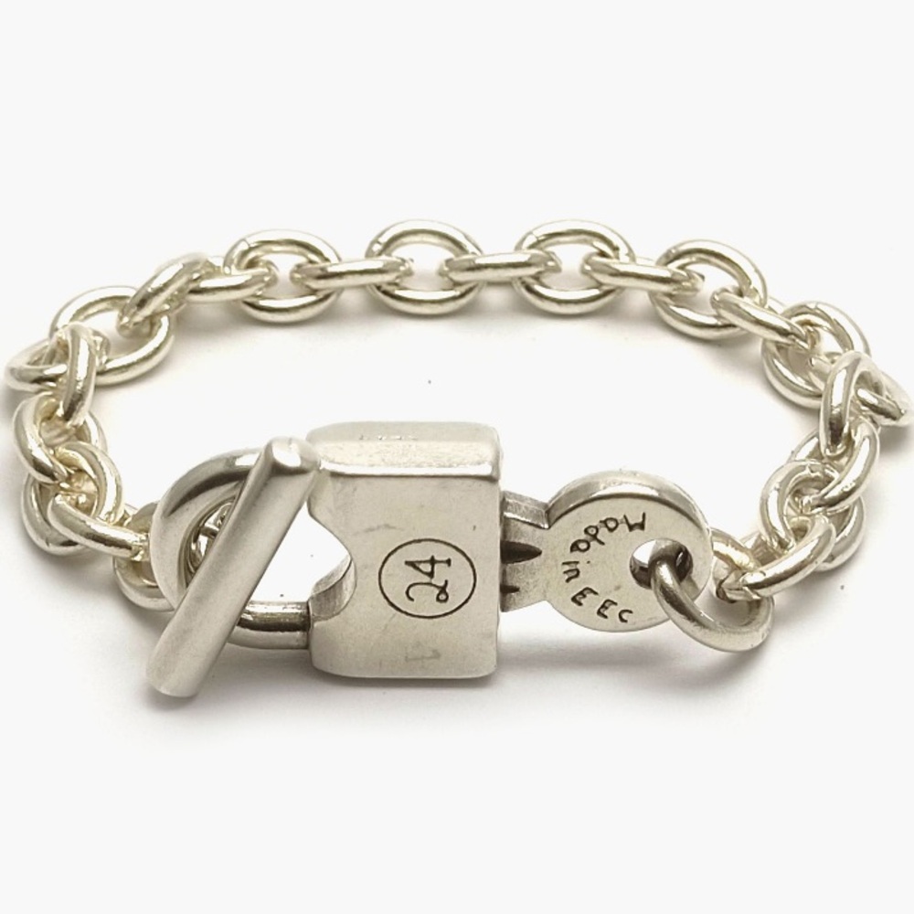 Stainless Steel Lock Bracelet Chain Link Statement Cuban - Picture 3 of 4